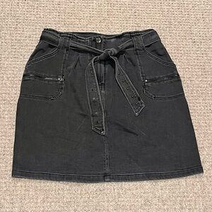 Washed Black Denim Skirt